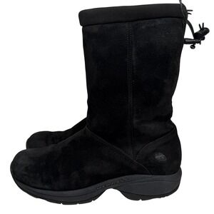Merrell Winter Snow Boots Womens Size 9.5 Black Suede Mid Calf Faux Fur